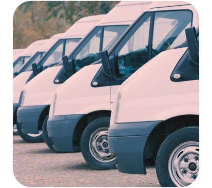 Mortgage Broking - Asset Finance, row of white vans Coleman Advisory